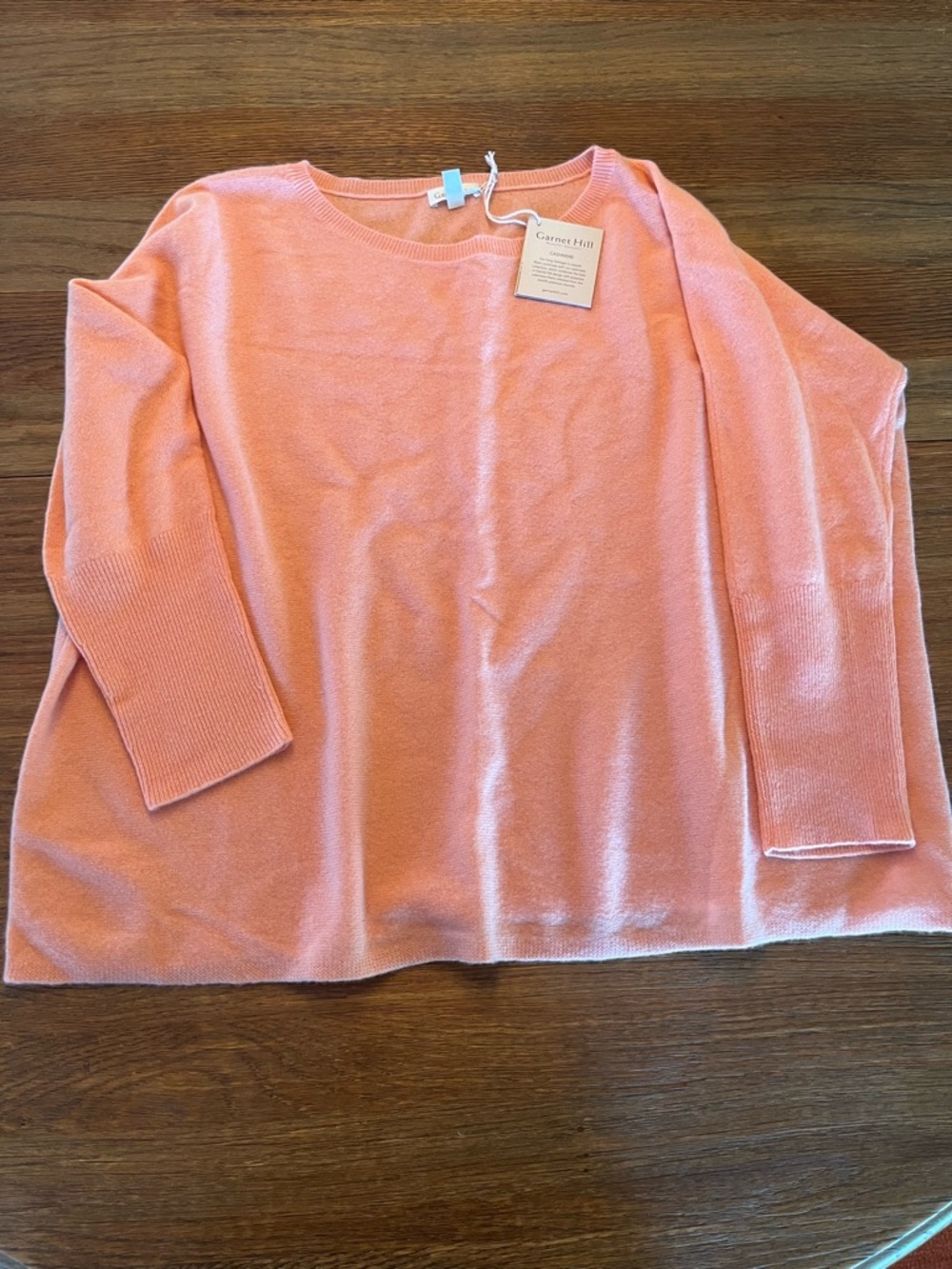 Garnet Hill Soft Pink/Peach Cashmere Cropped Sweater